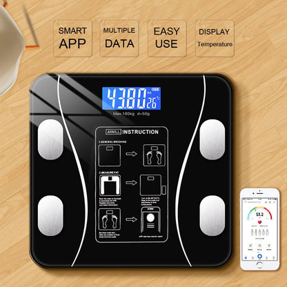 Body Fat Scale Smart Wireless Digital Bathroom Weight Scale Body Composition Analyzer With Smartphone App Bluetooth