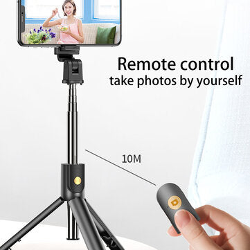 K10S Extendable bluetooth Tripod Selfie Stick With 2-Gear Stepless Dimming Light LED Fill Light for Mobile Phone