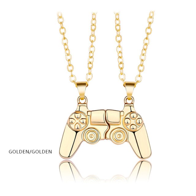 Fashion New Game Controller Couple Necklace A Pair of Magnet Stone Men's and Women's Valentine's Day Pendant Necklace Gift