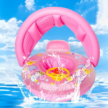 Inflatable Sunshade Baby Kids Water Float Seat Boat Swimming Ring Pool Fun