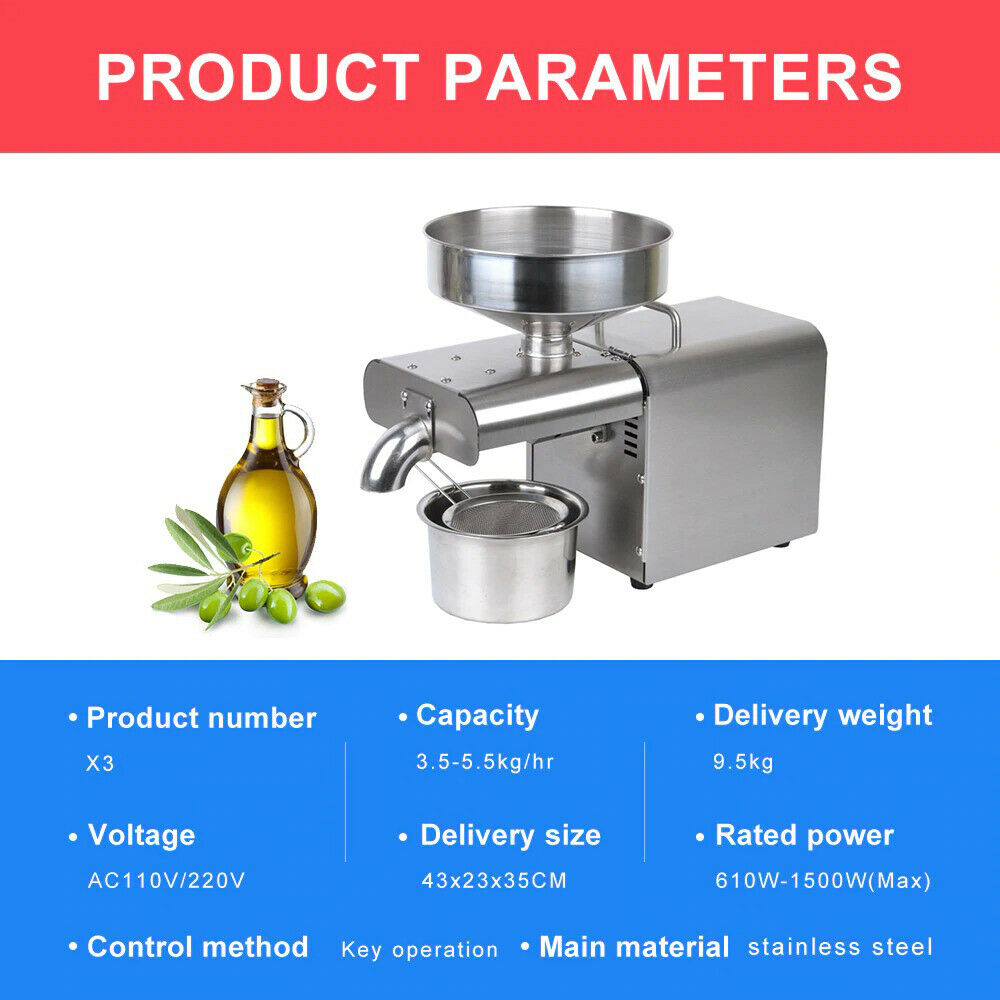 Oil Machine Press Automatic Household Peanut Oil Press Stainless Steel Extractor
