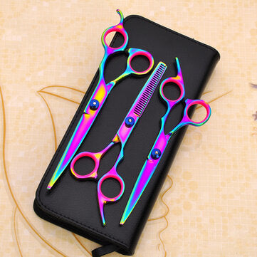 7'' Pet Hair Scissors Tool Grooming Cutting Thinning Curved Shears Comb Kit for Dog Cat Hair Stlyle