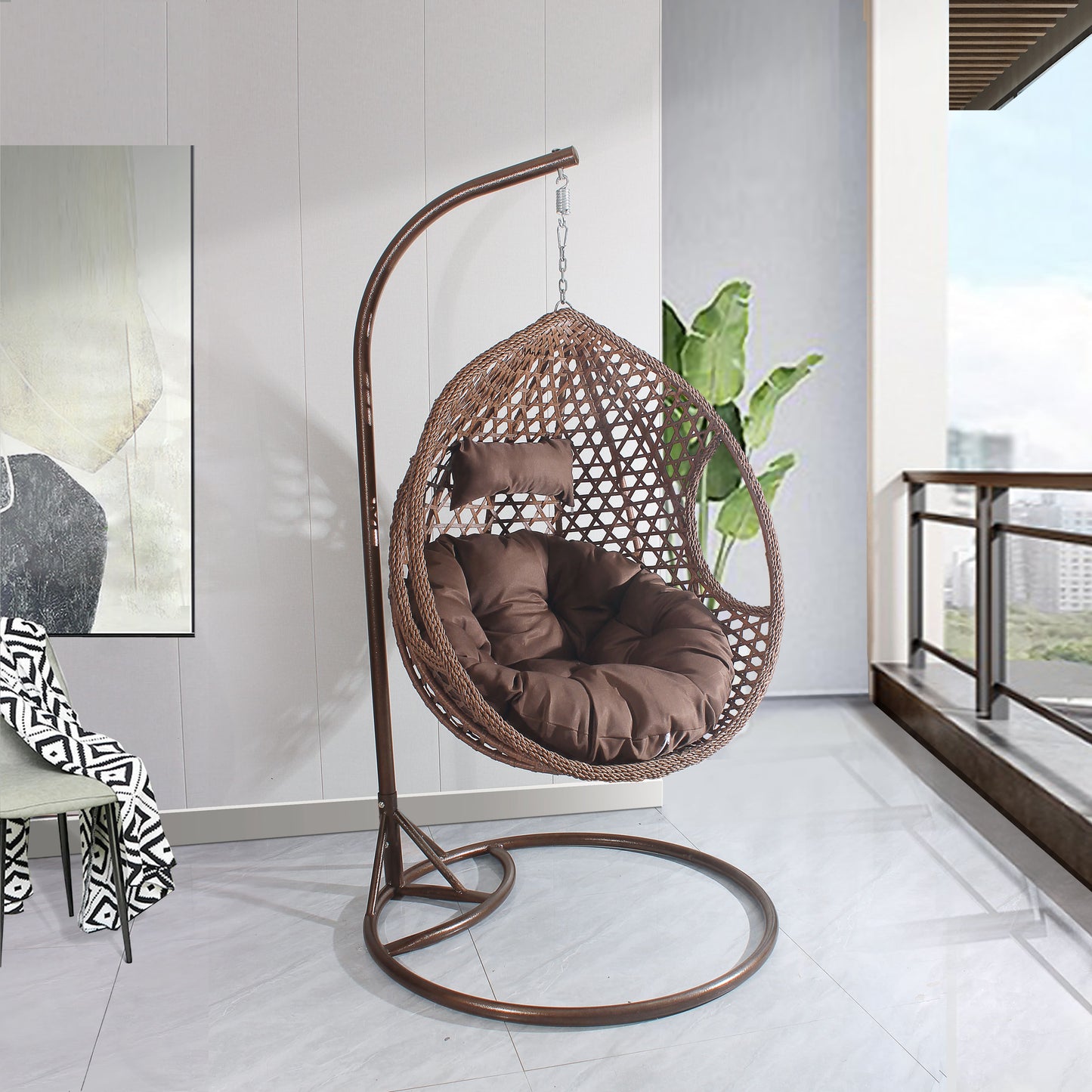 Egg Chair Hanging LUXURY model - Brown Basket