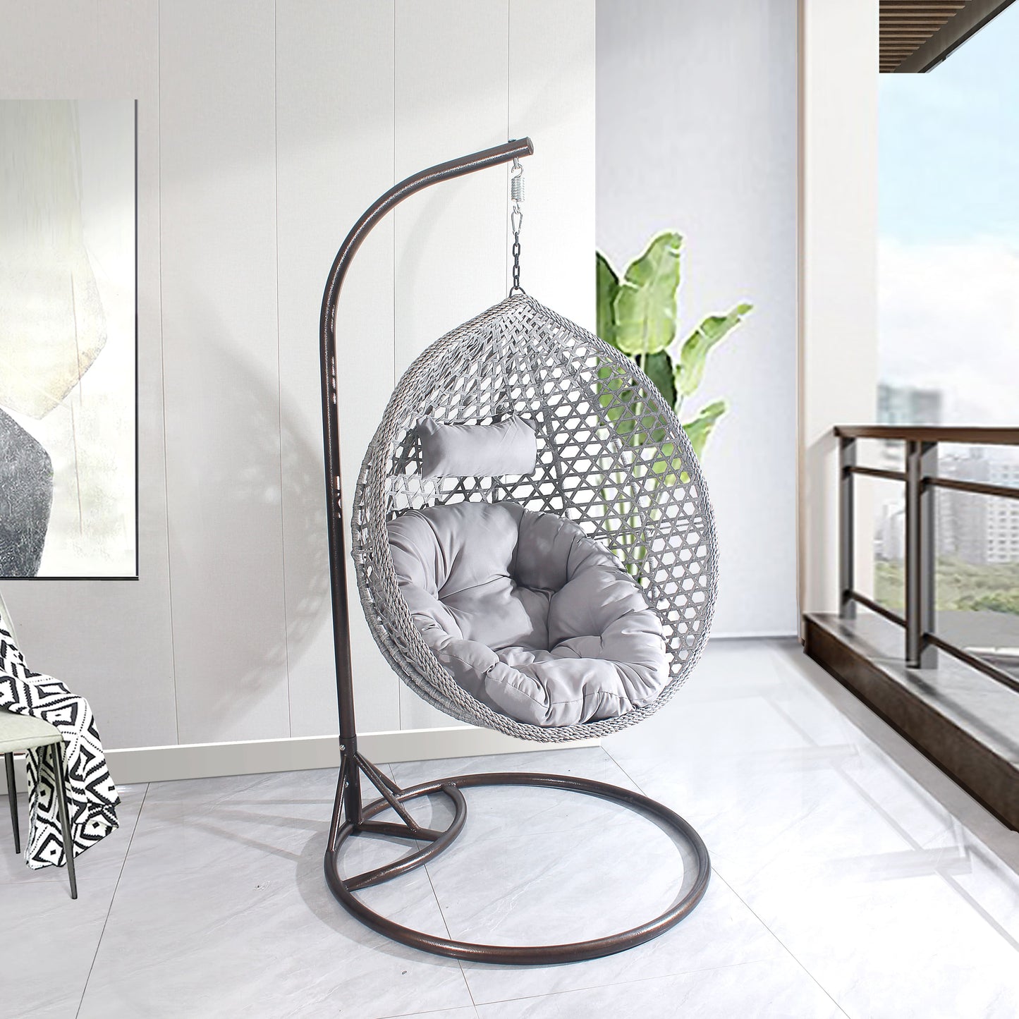 Egg Chair Hanging LUXURY model - Grey Basket