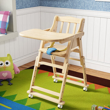 6 Months Children Dining Chair Baby Chair With 4 Wheels 4 Gear Height Adjustment