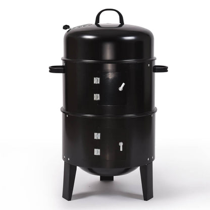 3 in 1 Charcoal Vertical Smoker BBQ Grill Roaster Portable Outdoor Steel Steamer