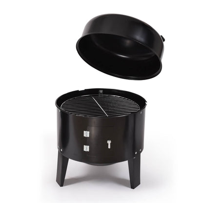 3 in 1 Charcoal Vertical Smoker BBQ Grill Roaster Portable Outdoor Steel Steamer