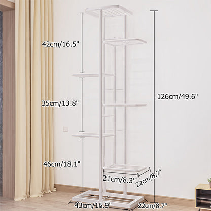 7-TierBlack/White Metal Plant Stand Outdoor Indoor Flower Pot Display Rack Ladder Shelf for Garden - White