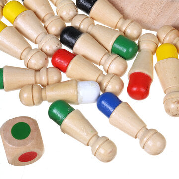 Montessori Wooden Colorful Memory Chess Game Clip Beads 3D Puzzle Learning Educational Toys for Children