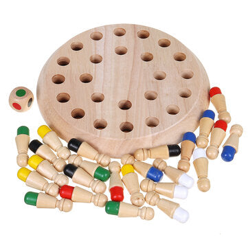 Montessori Wooden Colorful Memory Chess Game Clip Beads 3D Puzzle Learning Educational Toys for Children