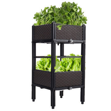 Double Layer Planting Box Plastic Rattan Grow Vegetables for Outdoor