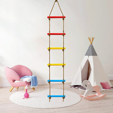 6-Rung Colorful Swing Ladder Children Climbing Rope Ladder Toys Outdoor Leisure Physical Fitness Training Climbing Ladder