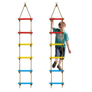 6-Rung Colorful Swing Ladder Children Climbing Rope Ladder Toys Outdoor Leisure Physical Fitness Training Climbing Ladder