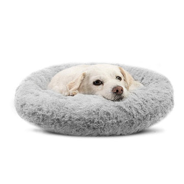 55CM Luxury Shag Warm Fluffy Pet Dog Puppy Round Fur Donut Cushion Mat Pet Bed