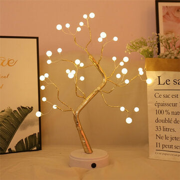 USB Touch Switch LED Tree Night Light Pearl Desk Lamp for Home Bedroom Indoor Wedding Party Decoration