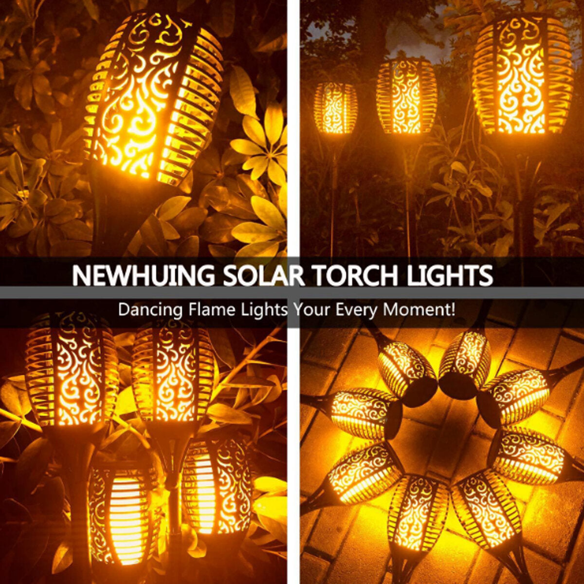 51CM 12LED Solar Flame Lawn Light Warm White Waterproof Outdoor Garden Fire Torch Lamp