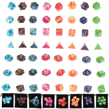 56Pcs/Set Polyhedral Dices For Dungeons Dragons Games D20 D12 D10 D8 D6 D4 Games + Pouch