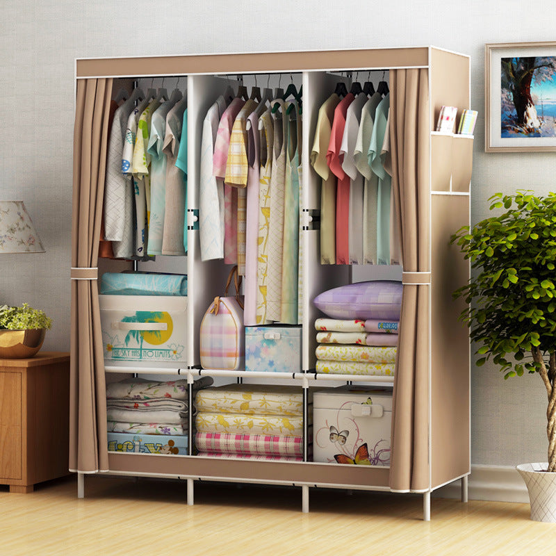 Simple Cloth Wardrobe Fabric Steel Tube Assembly Wardrobe Modern Economic Clothes Storage Bag Wardrobe Dormitory Storage Cabinet