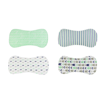 4-Pack Fashion Baby Burp Cloths Organic Cotton Soft and Absorbent Towels Burping