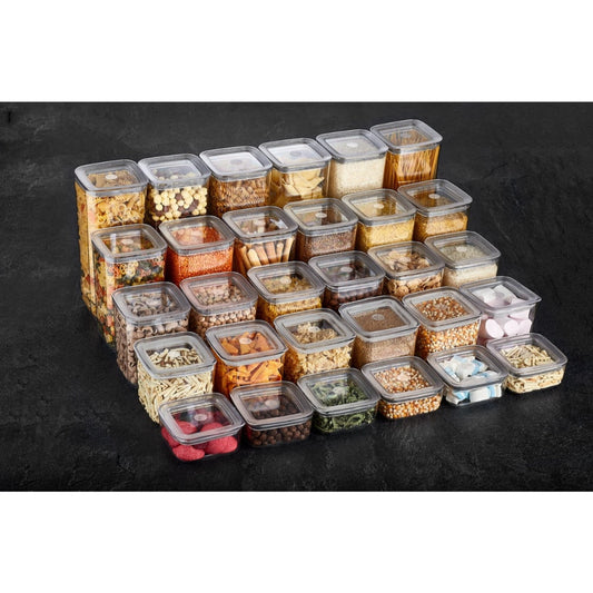 3/6/9/12Pcs Kitchen Food Storage Box Container Set Organizer Square Vacuum Lid Airtight Jars Pantry Noodle Legume Cereals Pasta