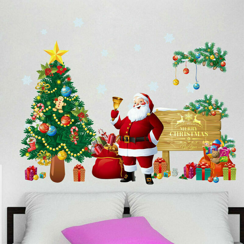 Christmas Santa Tree Wall Stickers Art Decals Xmas Home