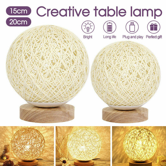 15/20cm Wooden Rattan LED Table Desk