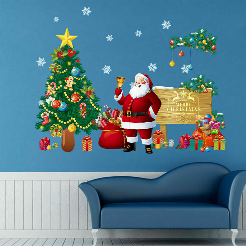 Christmas Santa Tree Wall Stickers Art Decals Xmas Home