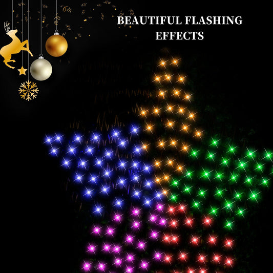 Christmas Lights 150 LED Solar Star Net Rope Multi Colour Xmas Decor