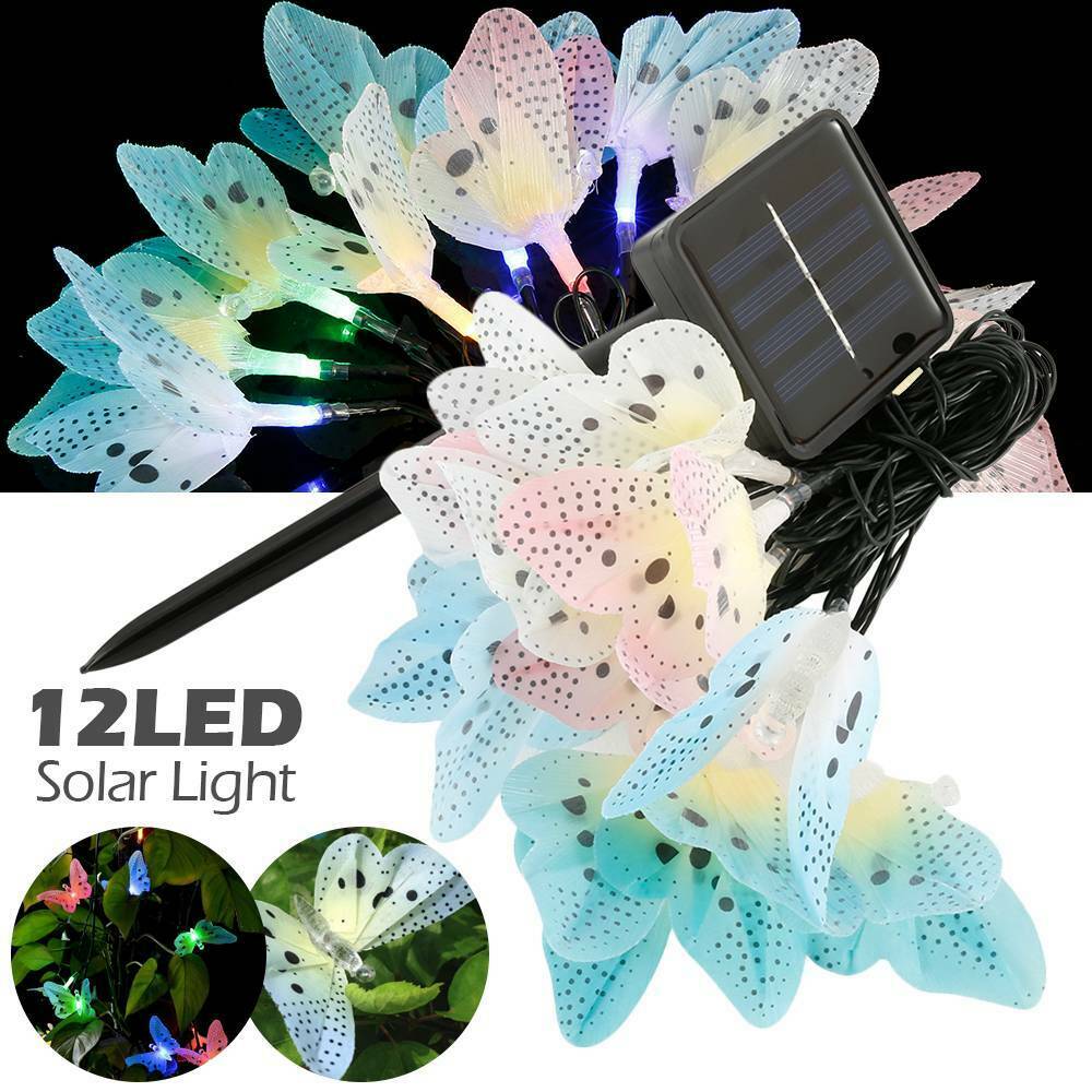 12 LED Solar String Fairy Lights Butterfly