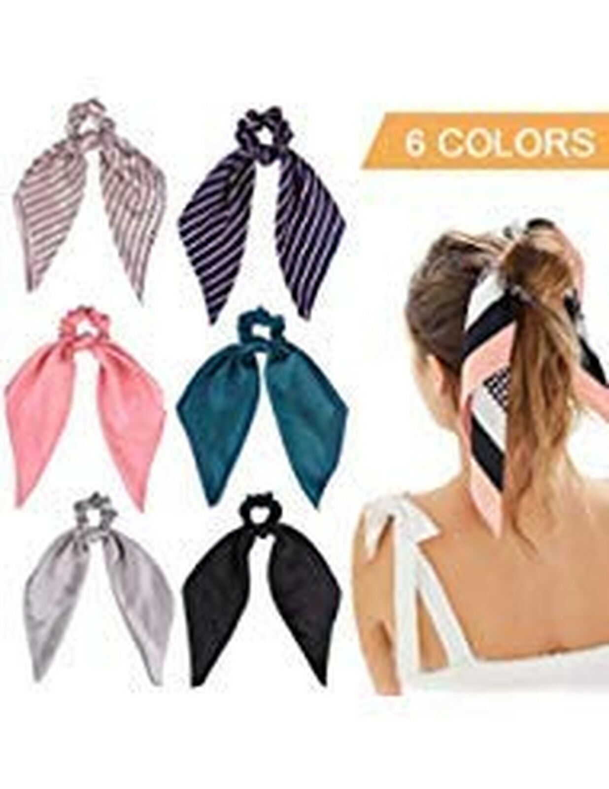6Pcs Hair Scrunchies Satin Silk Elastic Hair Bandas