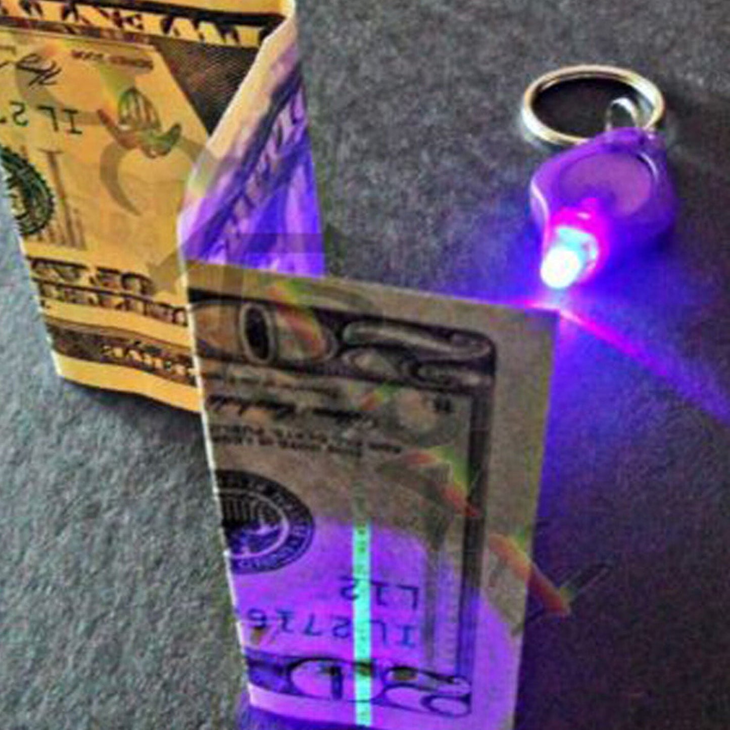 LED Keyring Torch UV Key Ring Purple Light Chain