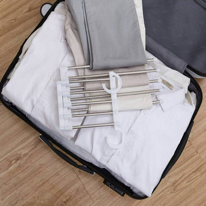 4PCS 5 in 1 Multi-functional Pants rack Stainless-Steel Wardrobe Magic Hanger