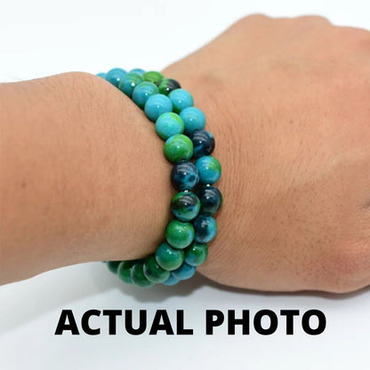 Diabetes Relief Chrysocolla Bracelet 8mm Natural Gemstone Bracelet Crystal