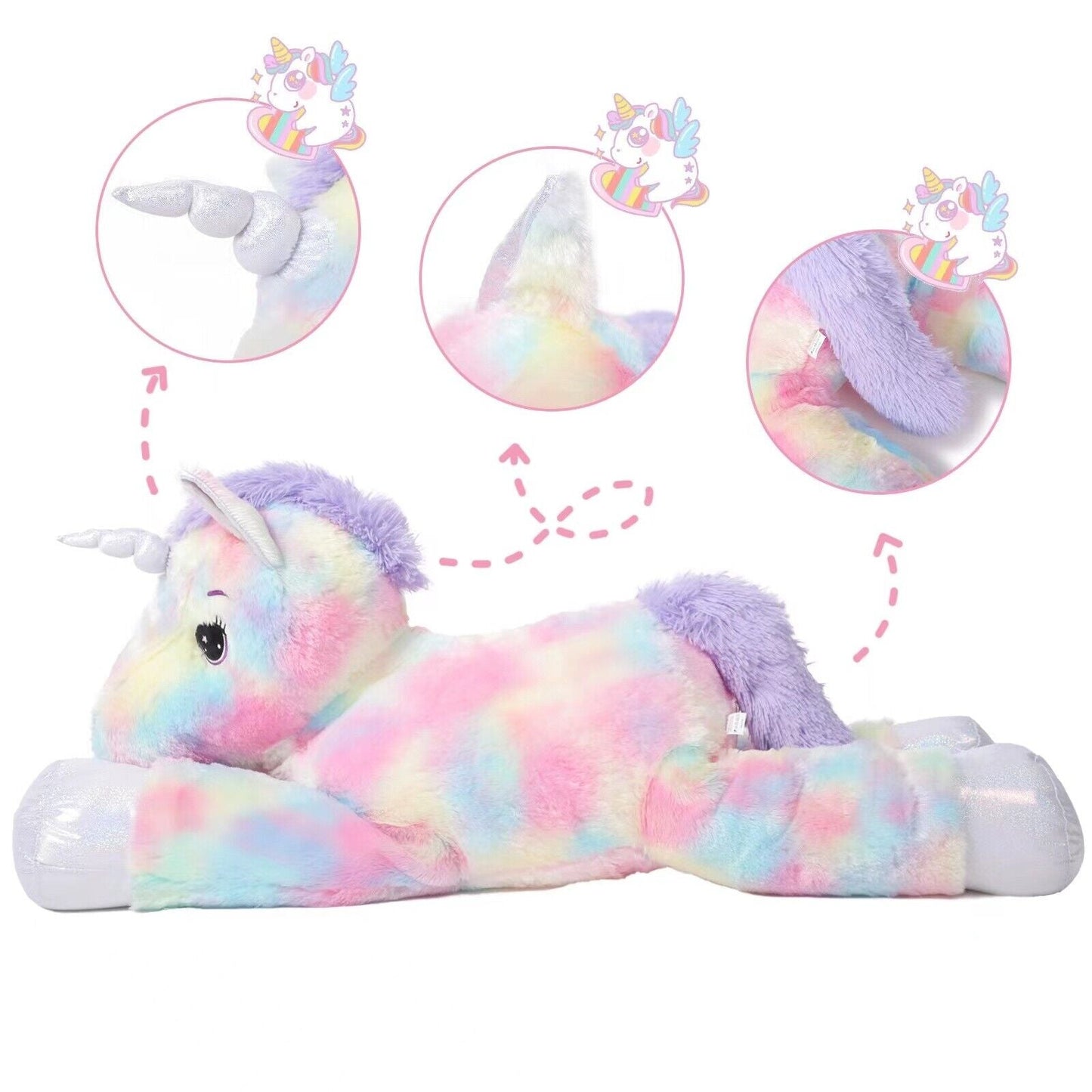 105 Big Plush Rainbow Unicorn Toy Xmas Gift