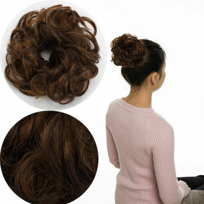 Girls Women Elastic Wig Hair Ring Curly Scrunchie Bun Chignon Ponytail Hairpiece