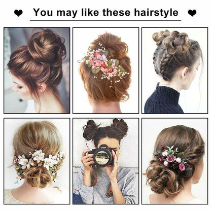 Girls Women Elastic Wig Hair Ring Curly Scrunchie Bun Chignon Ponytail Hairpiece