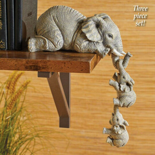 3Pcs/set Elephant Mother Child Figurine Home Tabletop Animal Statue Decor Gift