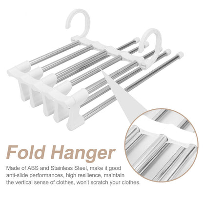 4PCS 5 in 1 Multi-functional Pants rack Stainless-Steel Wardrobe Magic Hanger