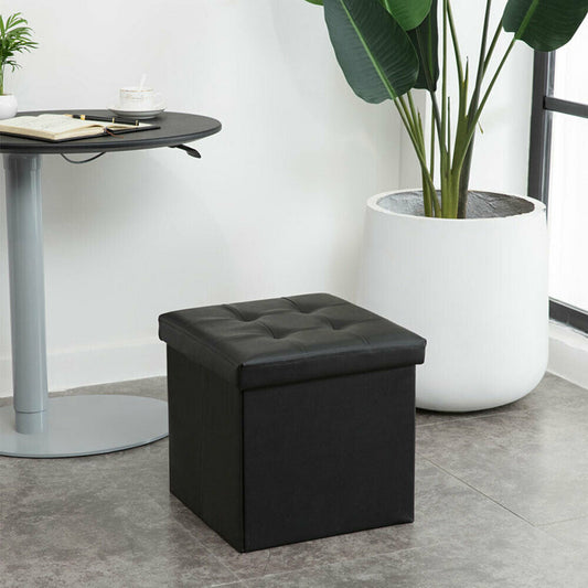 Folding Ottoman Pouf Storage Cube Stool