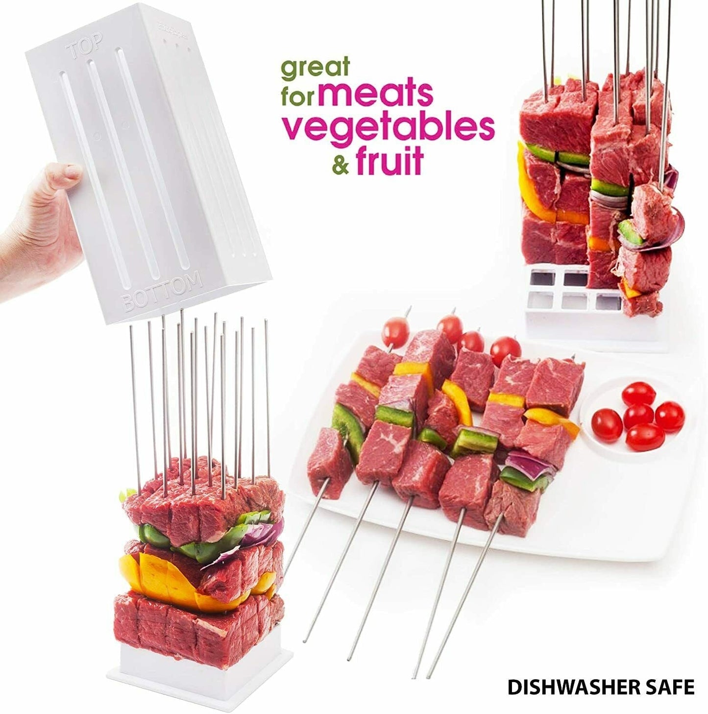 Barbecue Easy Kebab Maker 16-holes Meat Grill 32 Bamboo Skewers Machine BBQ Set
