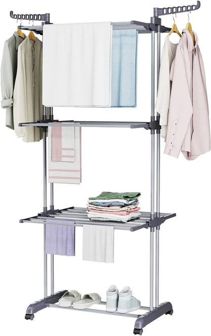 3 Tier Foldable Clothes Airer Folding Hanger Drying Rack Multi-Functional Stand