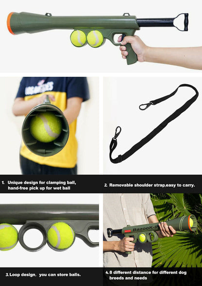 Dog Tennis Ball Gun Launcher Pet Play Outdoor Toy Fetch Throw Interactive Toy