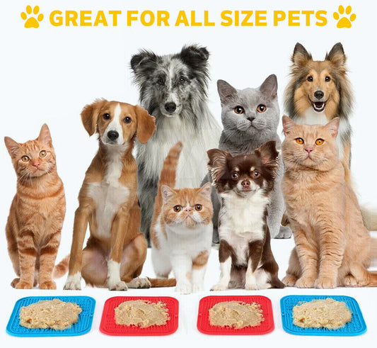 4in1 Lickmat Dog Puppy Slow Feeder Lick Mat Treat Boredom Pet Bath Grooming Help