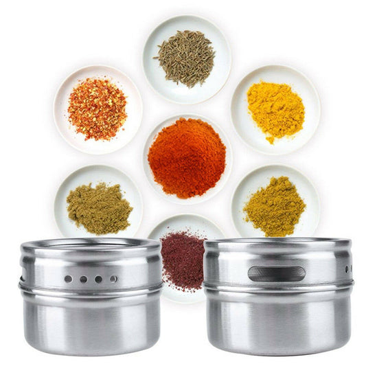 12pcs Magnetic Spice Container Tins Set Stainless Steel Jars