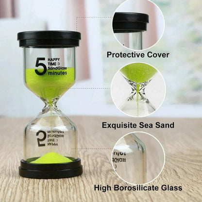 6PCS Sandglass Sand Timer Glass Hourglass Kitchen Clock