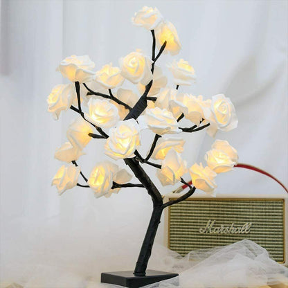 32 LED Rose Flower Desk Bonsai Bedside Lamp Rose Tree