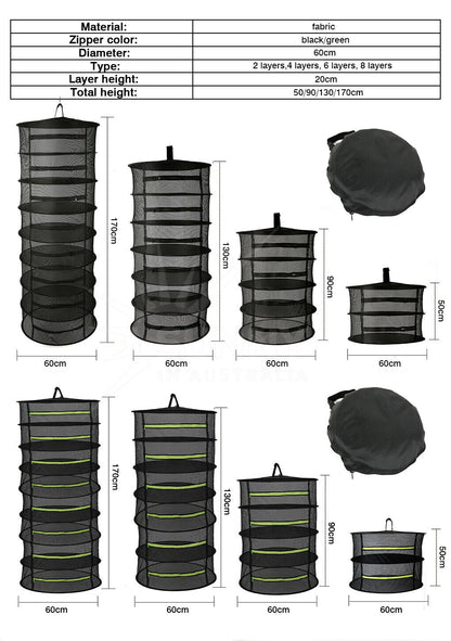 2-8 TIER DRYING NET HANGING DRY RACK LARGE SHELF HYDROPONIC GROW HERB PLANT