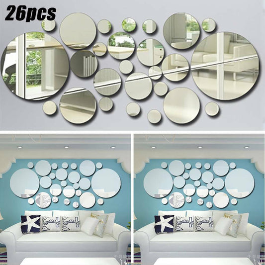 Circle Mirror Tiles Bedroom Wall Stickers Art