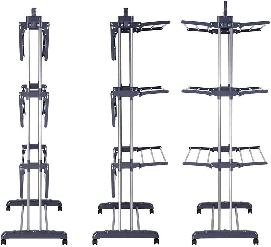 3 Tier Foldable Clothes Airer Folding Hanger Drying Rack Multi-Functional Stand