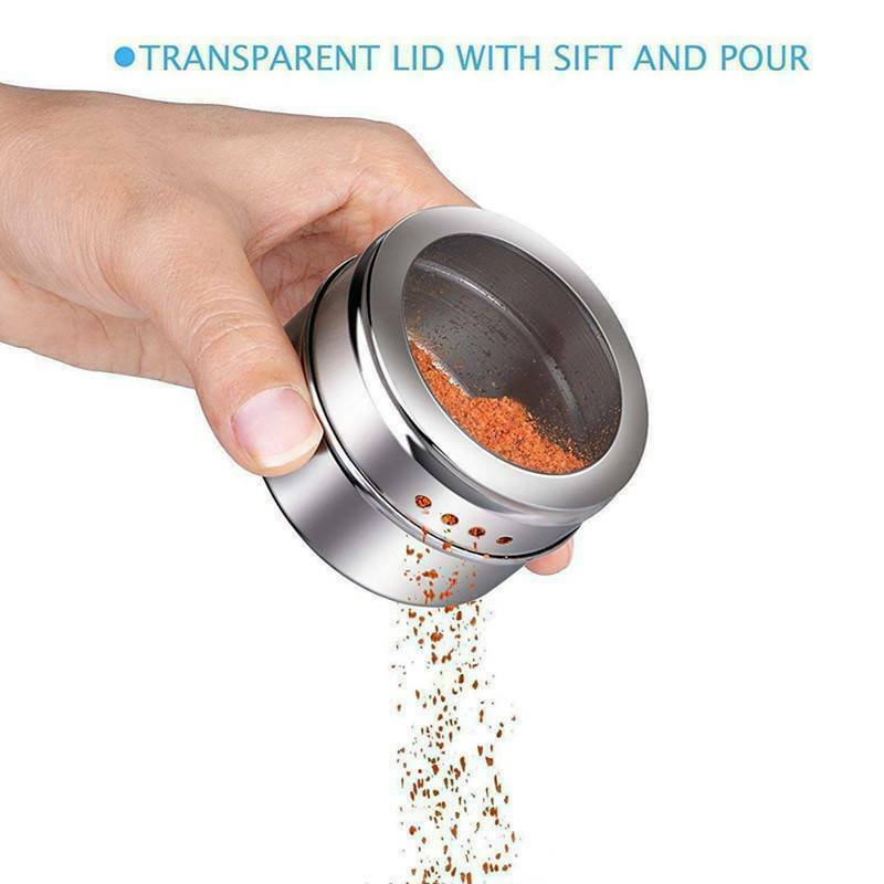 12pcs Magnetic Spice Container Tins Set Stainless Steel Jars